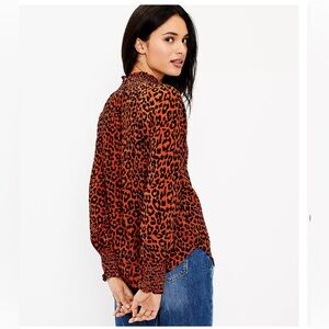 Loft leopard print smocked blouse, large